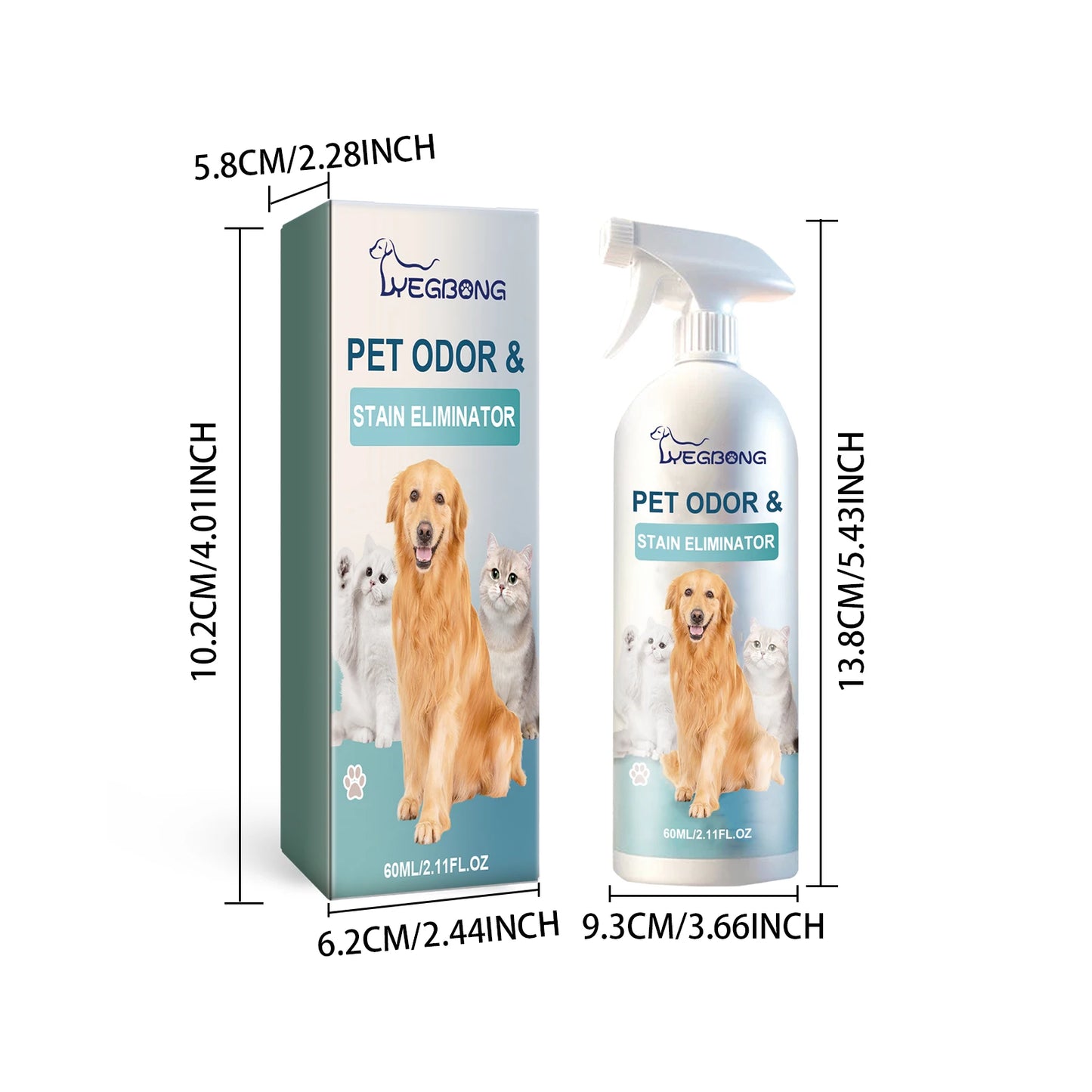 YEGBONG Pet Deodorant Spray Natural Odor Remover Mist