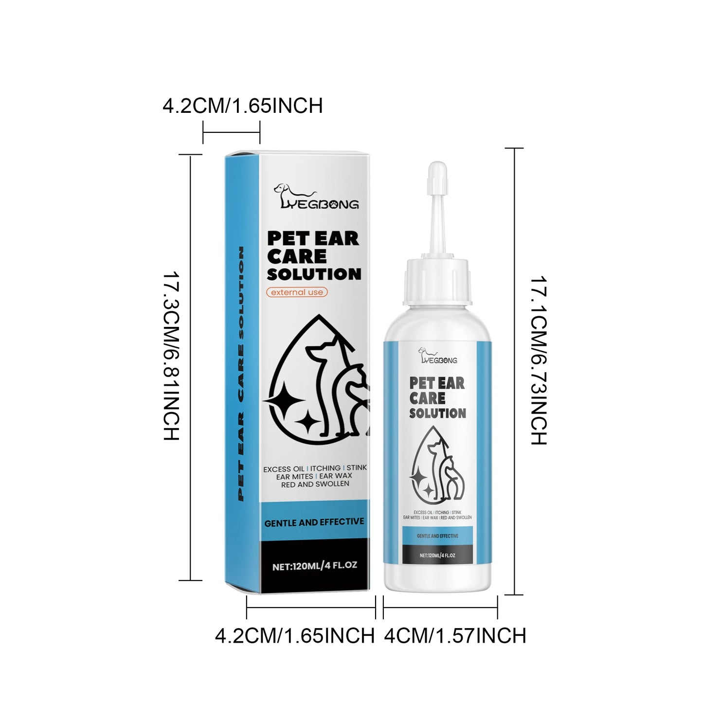 YEGBONG Pet Ear Care Solution Gentle Cleaning And Earwax Removal