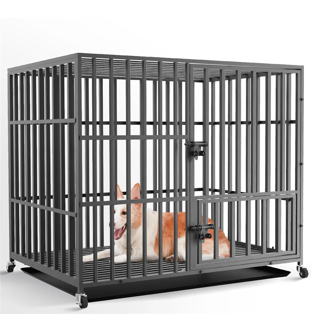 Bingopaw Heavy Duty Metal Dog Crate With Three Locked Doors