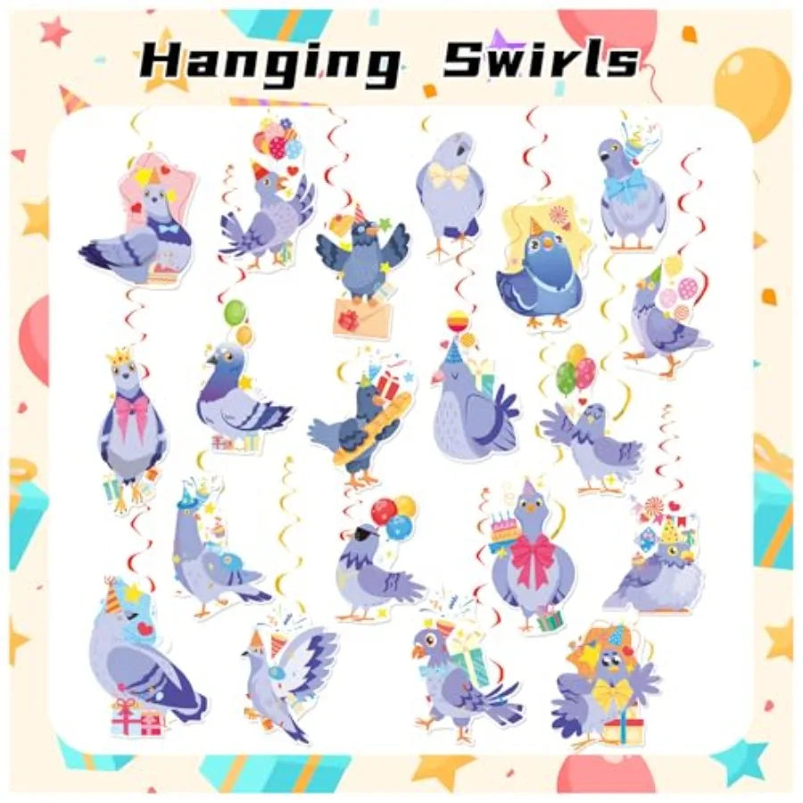 Pigeon Hanging Decorations Ceiling Swirls for Bird Birthday Party Supplies