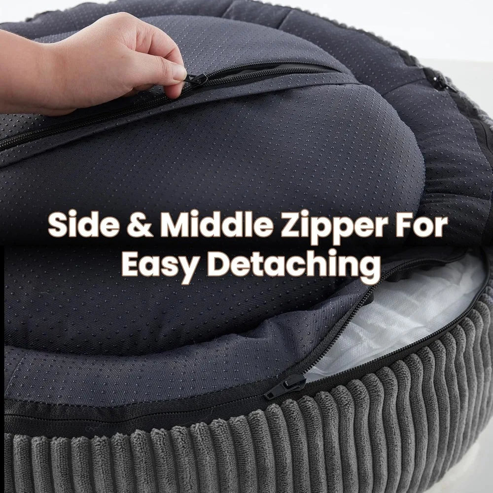Donut Dog Bed Calming Round Pet Bed With Washable Cover