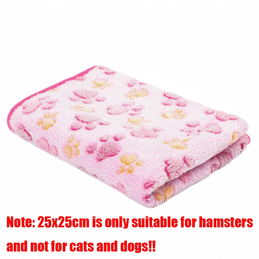 Soft Fluffy Flannel Pet Blanket for Dogs Paw Print