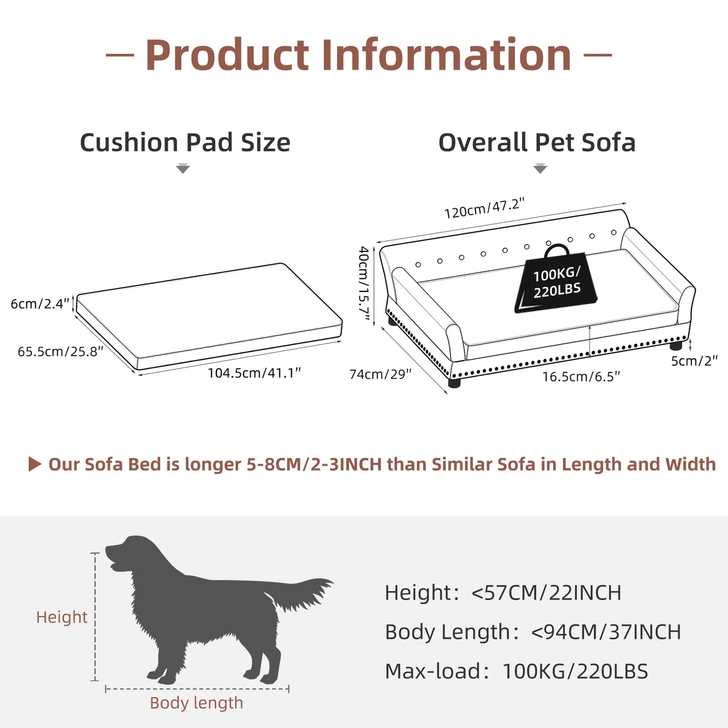 BINGOPAW Waterproof Sofa Dog Bed With Removable Cushion