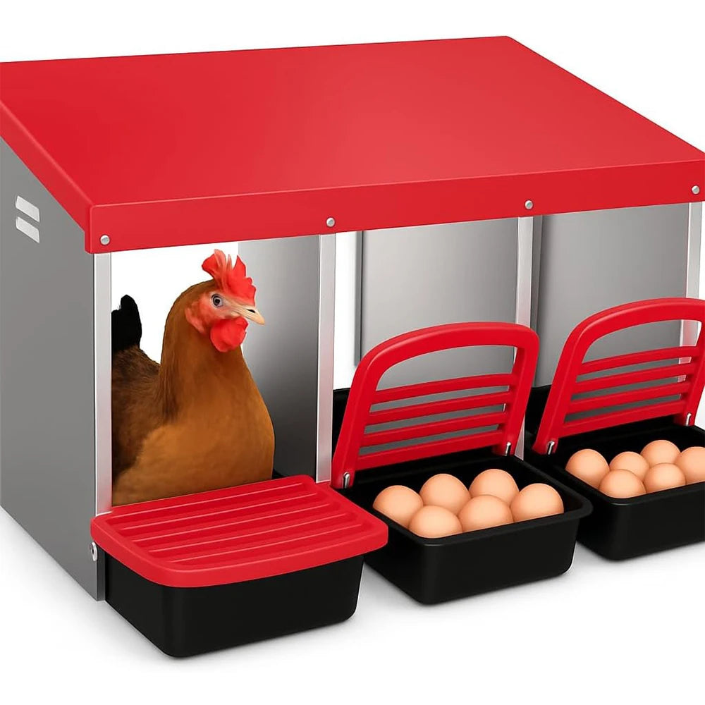 HiMISS 3 Compartment Roll Out Nesting Box for Chickens
