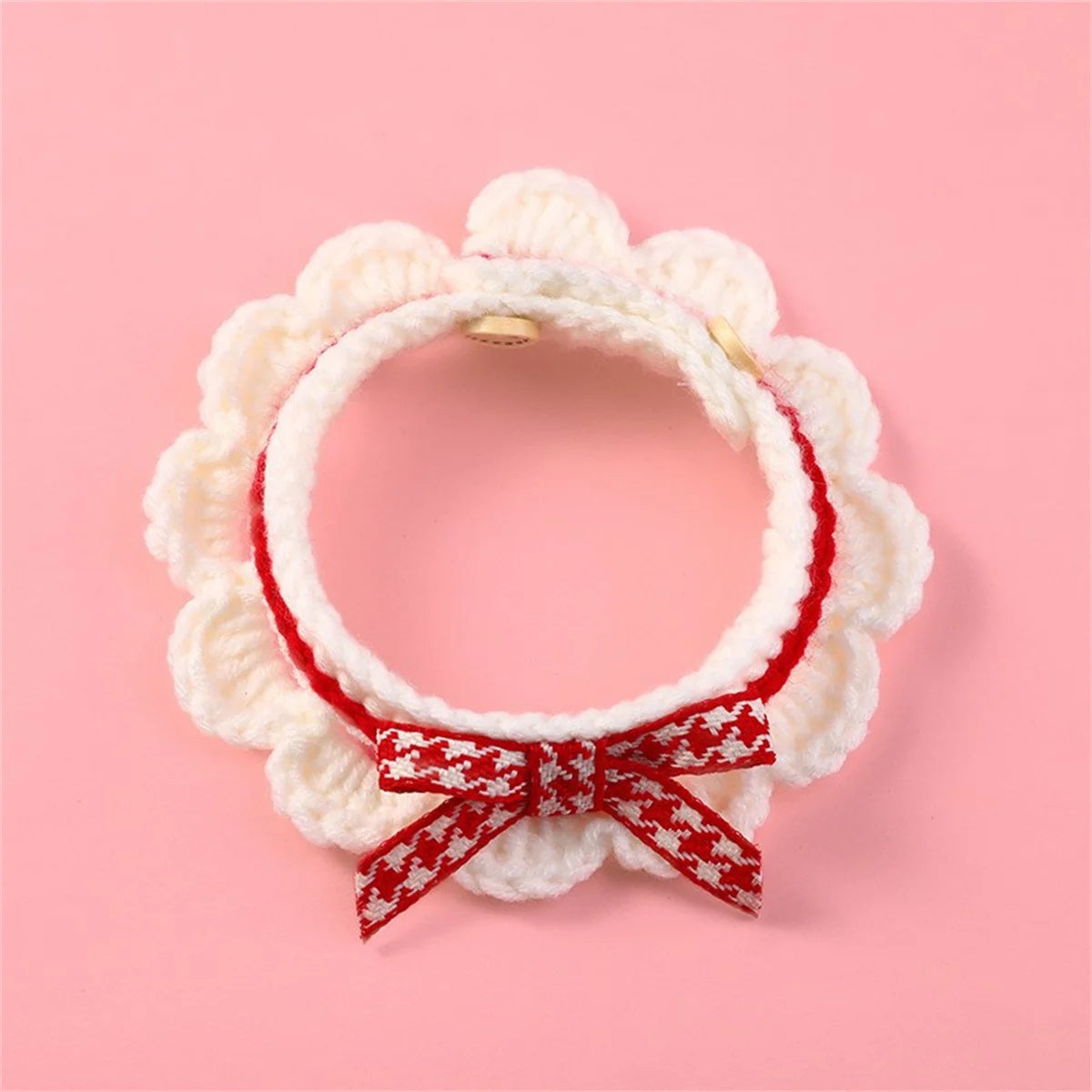 Decorative Bow Knot Knitted Pet Collar For Cats And Dogs