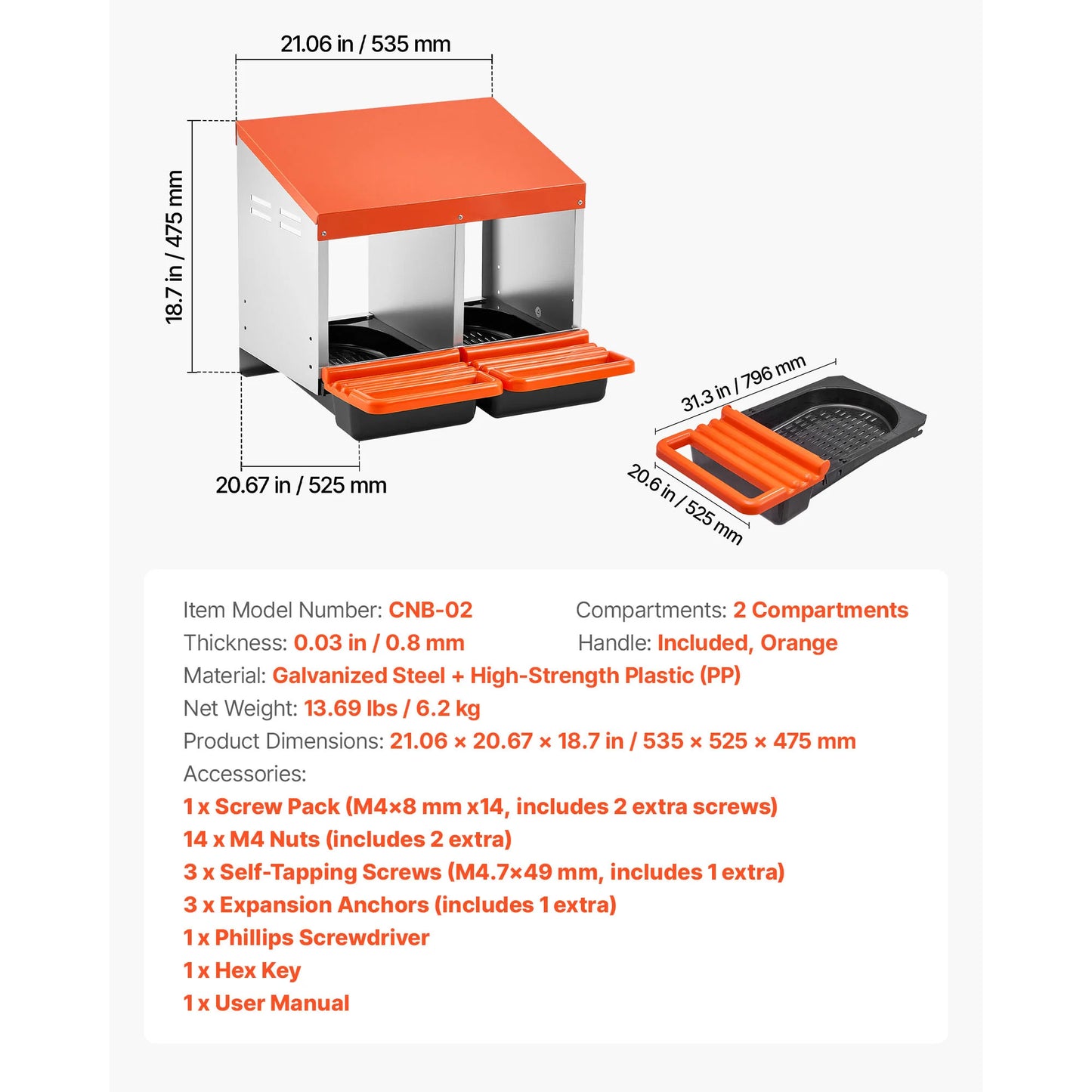 SucceBuy Chicken Nesting Boxes With Galvanized Steel And Plastic Roll Away