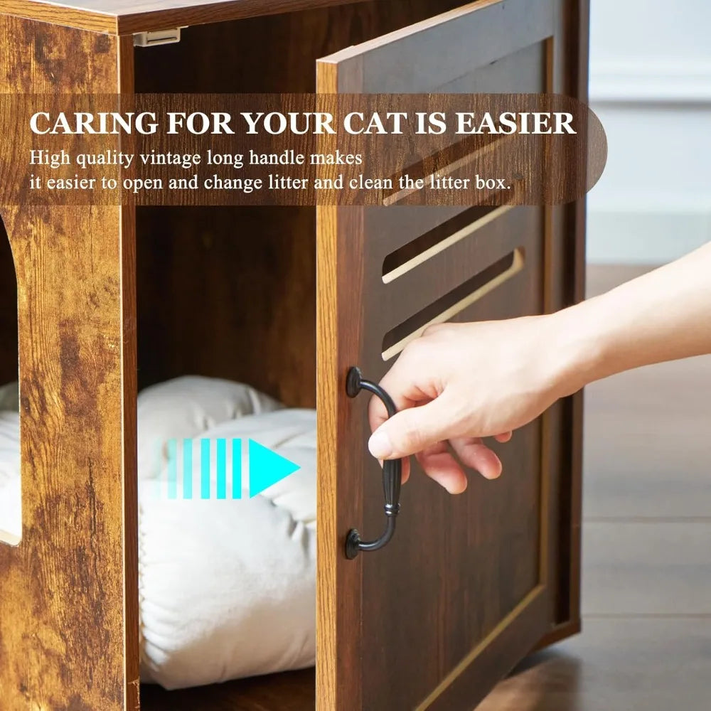 Corner Cat Litter Box Enclosure End Table For Two Cats