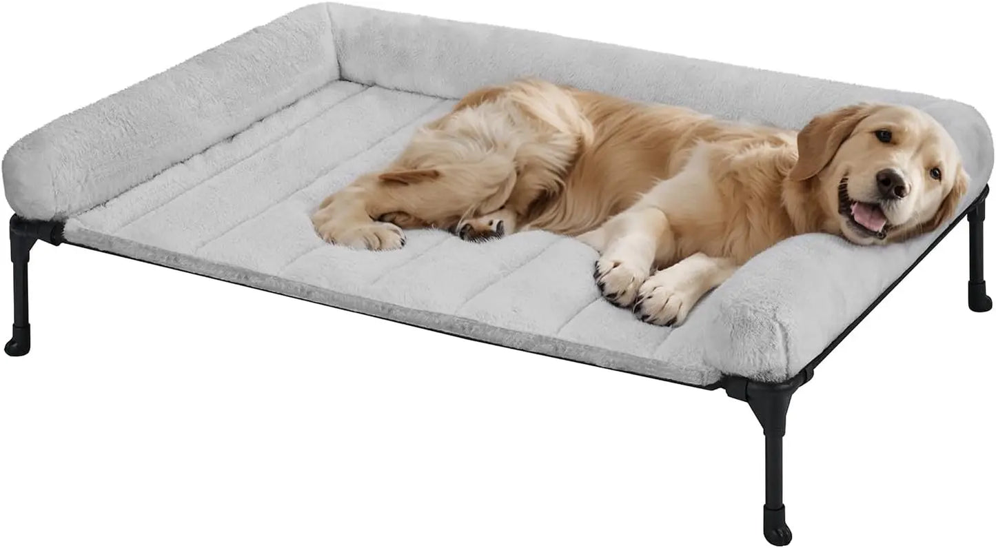 Elevated Orthopedic Dog Bed With Fluffy Bolster