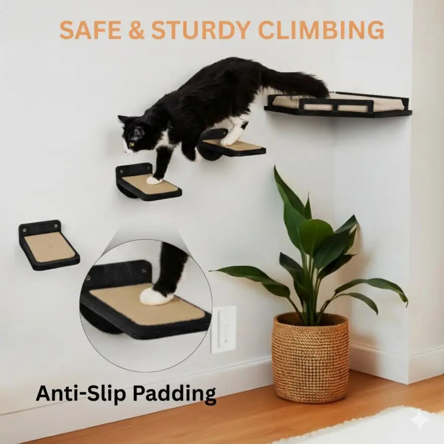 Cat Wall Shelves 3 Step Birch Wood Floating Cat Furniture Up To 15Lbs