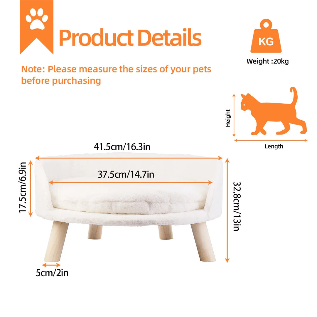 BINGOPAW Luxury Plush Cat Bed Nesting Chair With Wood Legs