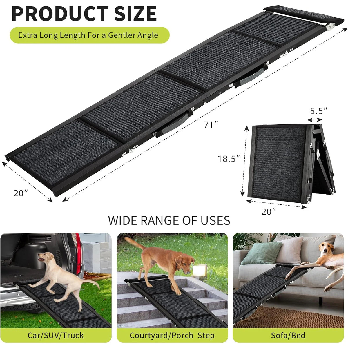 Himiss Folding Dog Car Ramp With Durable Non Slip Surface