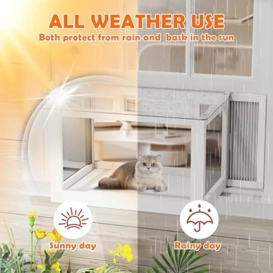 XMSJ Window Catio Indoor Outdoor Cat Enclosure With Mosquito-Proof Mesh