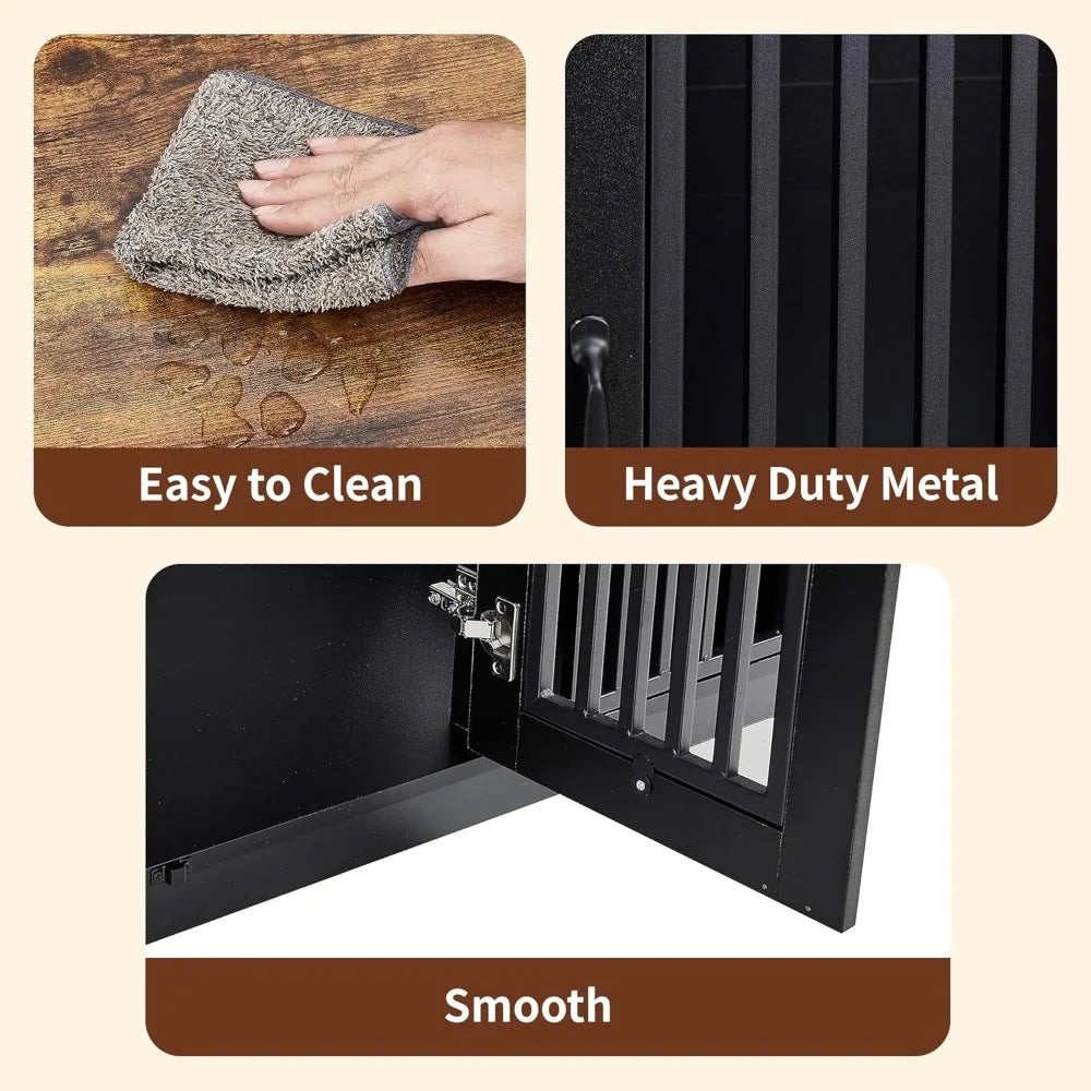 DAFIFY Wooden Dog Crate Furniture With Drawers And Double Door