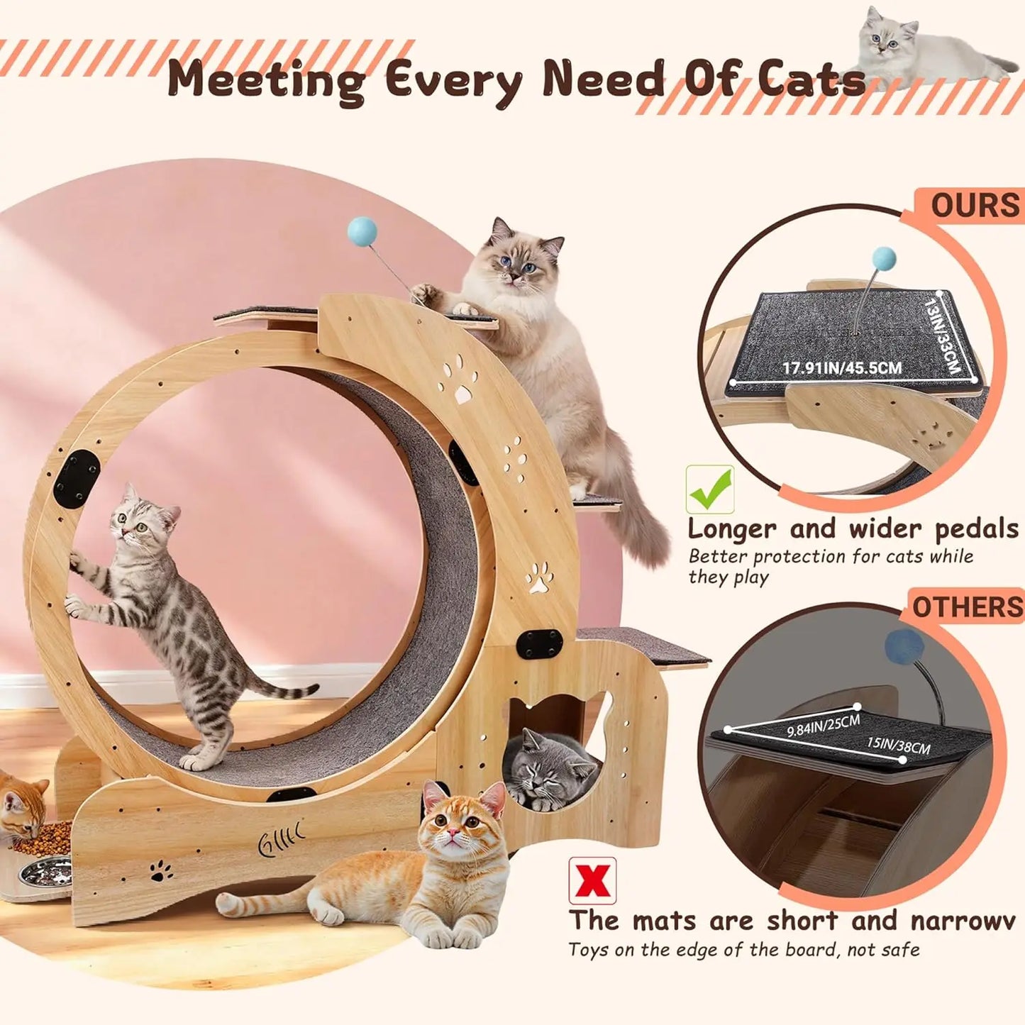Cat Wheel Six in One Indoor Exercise and Scratching Station
