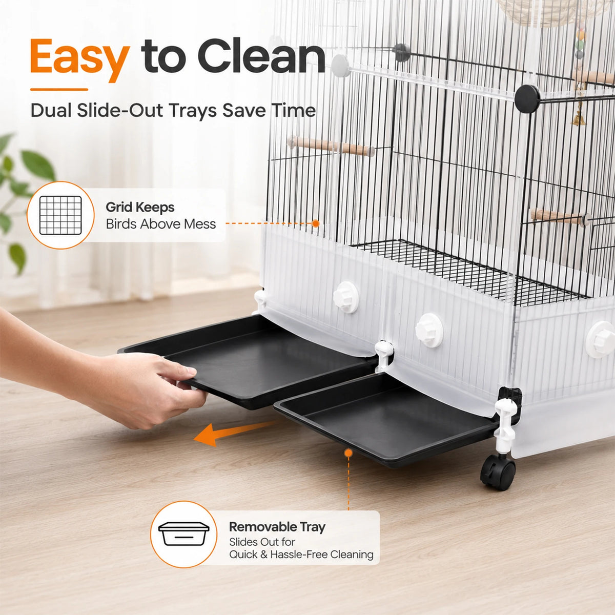 Large Bird Cage With Acrylic Door And Removable Tray