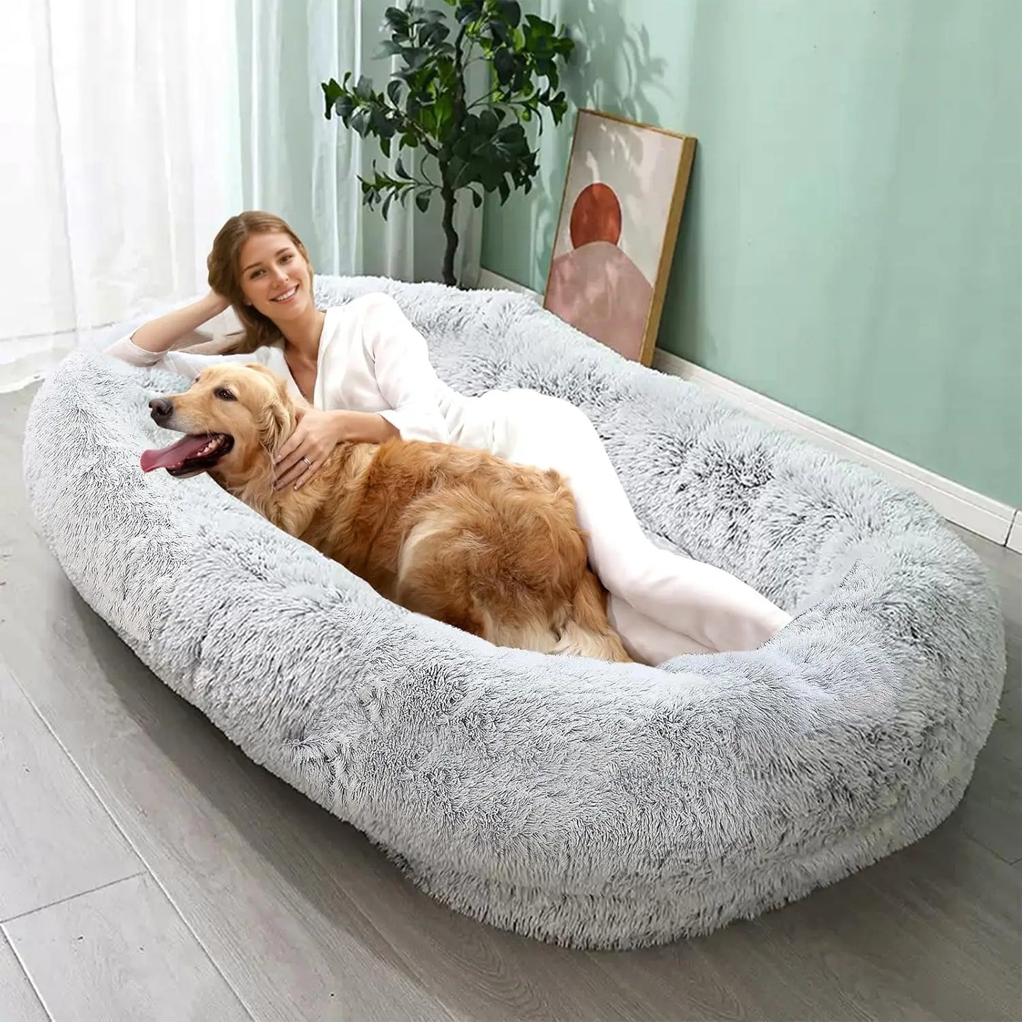 Ultra Soft Plush Human Dog Bed For Adults And Pets With Egg Crate Foam