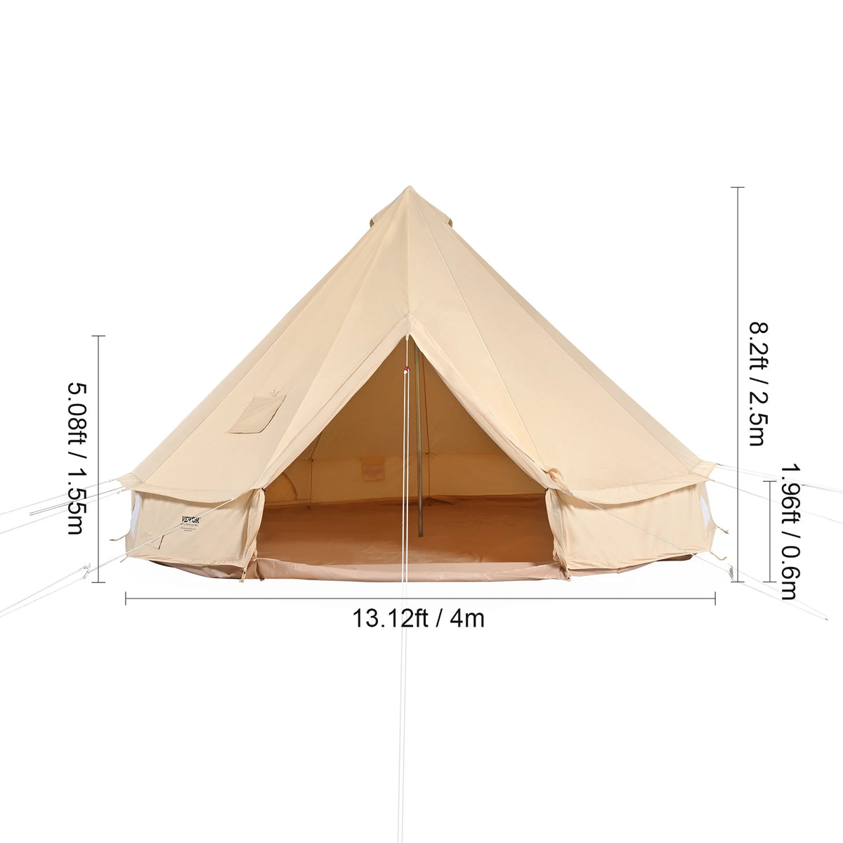 SucceBuy Four Season Canvas Bell Tent For Outdoor Camping