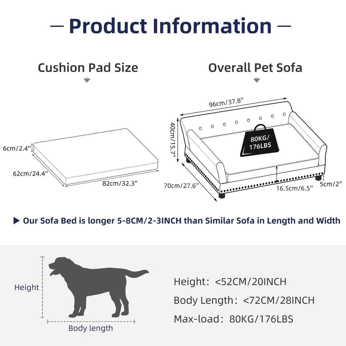 BINGOPAW Elevated Dog Sofa With Comfortable Velvet Cushion