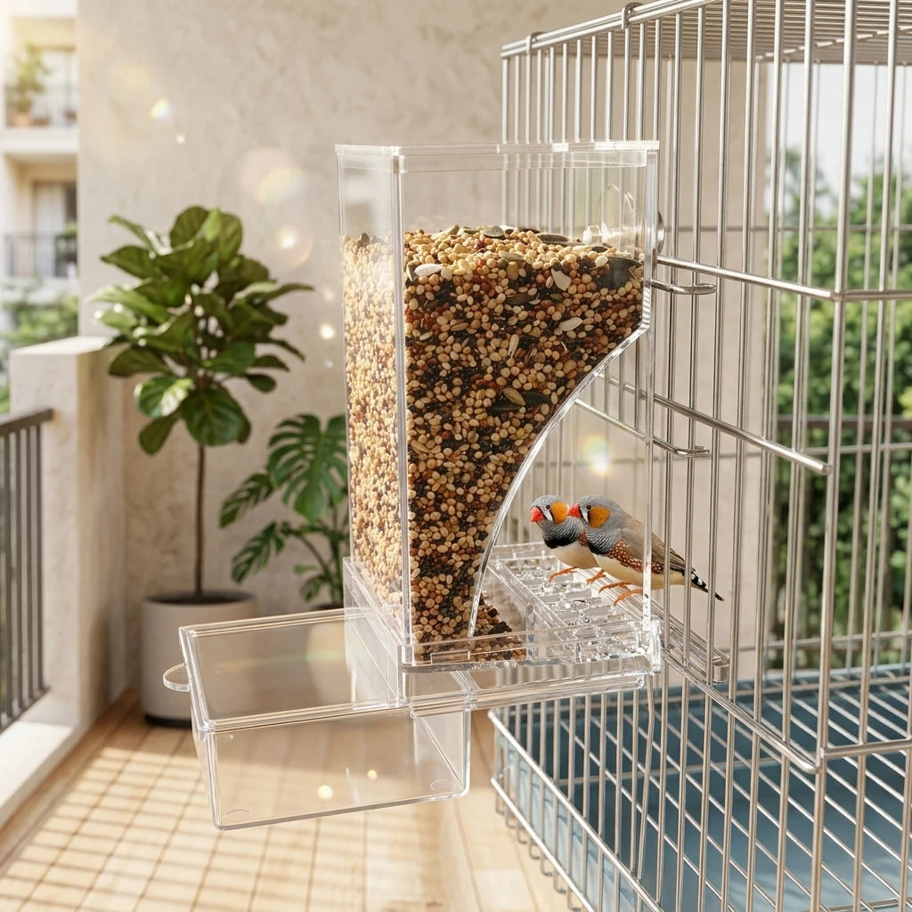 No Mess Automatic Bird Feeder With Clear Acrylic Seed Dispenser