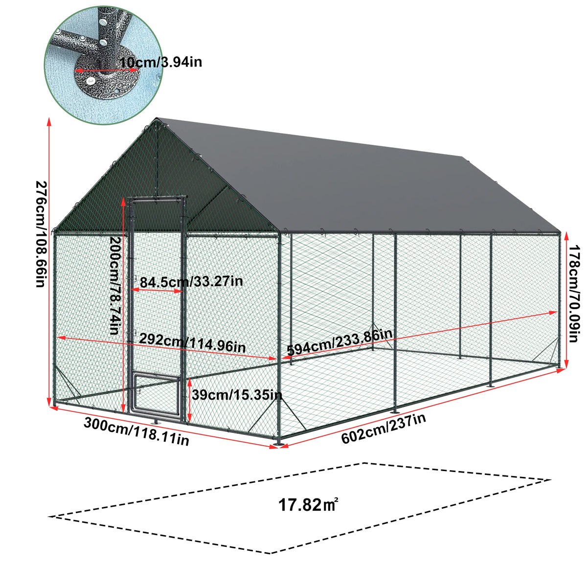 BINGOPAW Outdoor Metal Chicken Coop With Nylon Netting