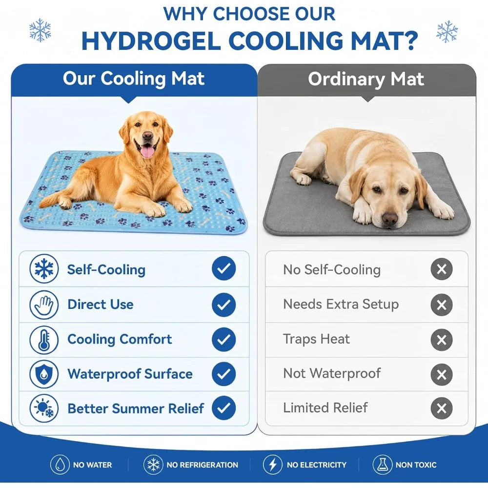 Self Cooling Dog Bed With Gel Cooling Mat Waterproof Durable