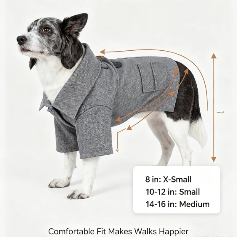 Riveted Collared Wool Blend Dog Coat With Horn Buttons