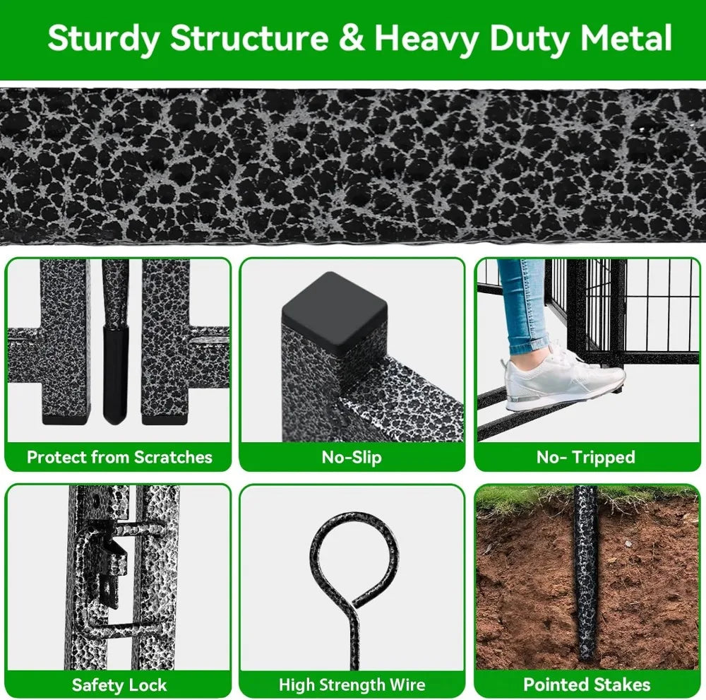 Heavy Duty Outdoor Dog Playpen With Doors Anti Rust Fence