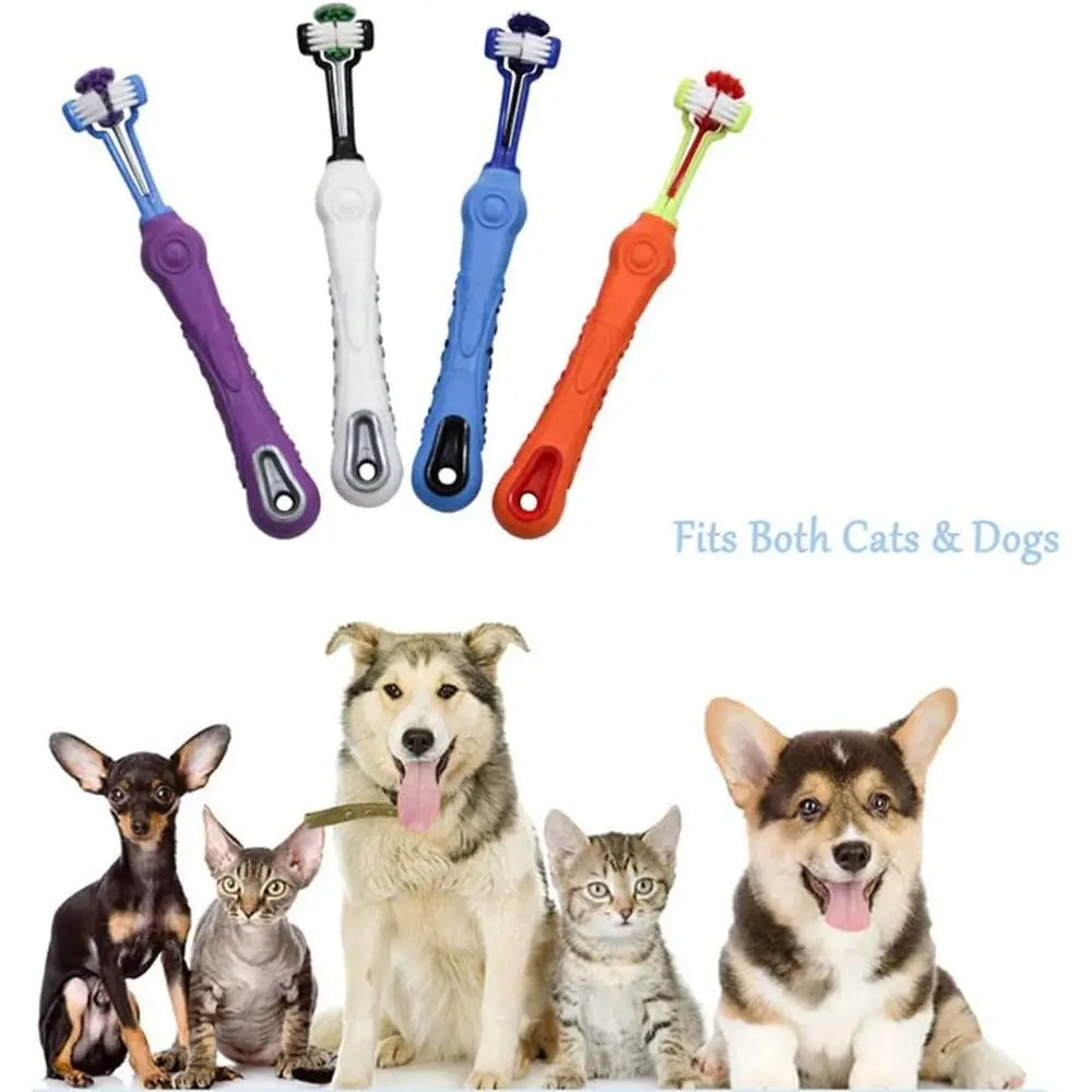 Three Sided Dog Toothbrush For Pet Dental Care Tartar Removal