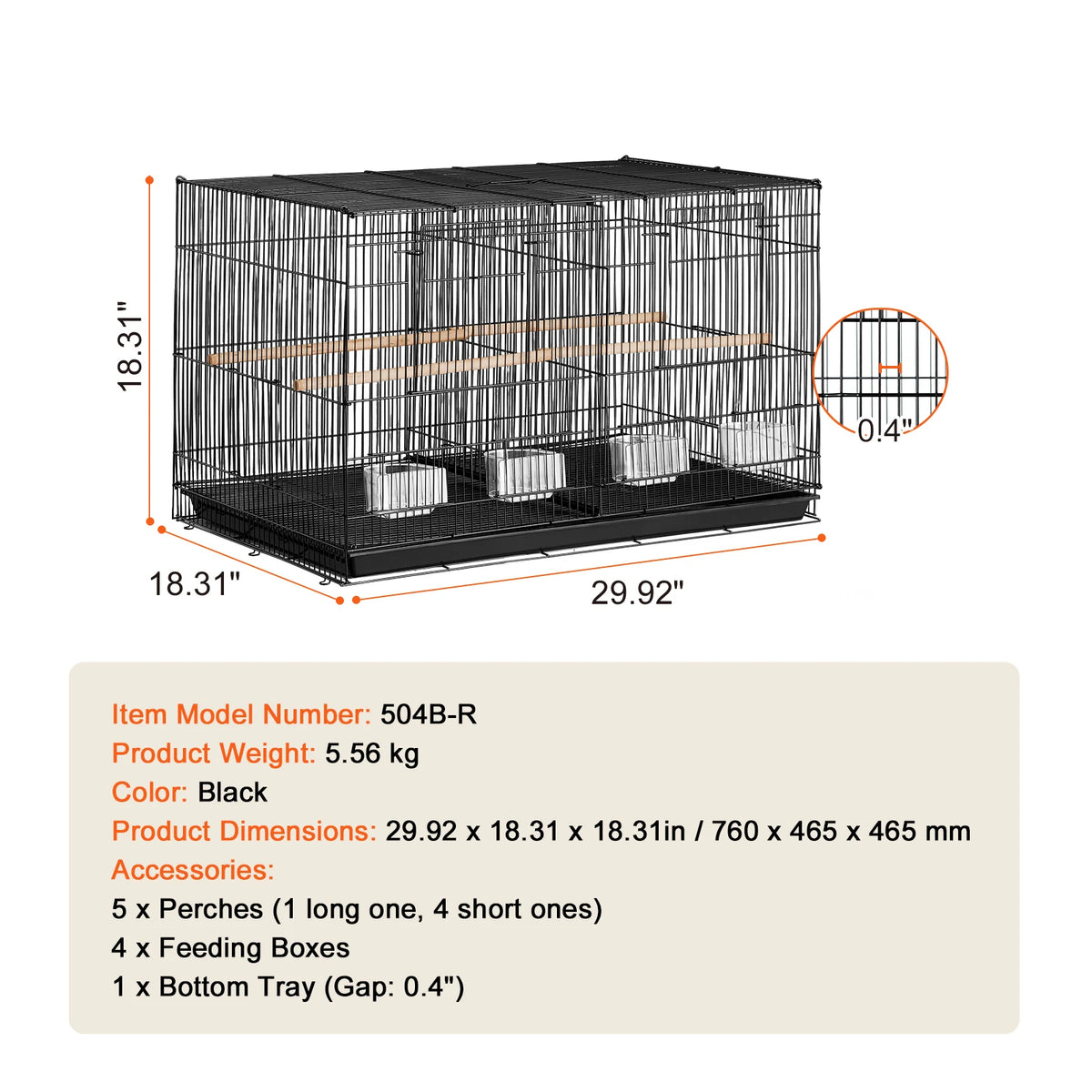 SucceBuy Stackable Divided Bird Cage With Travel Handle Perch