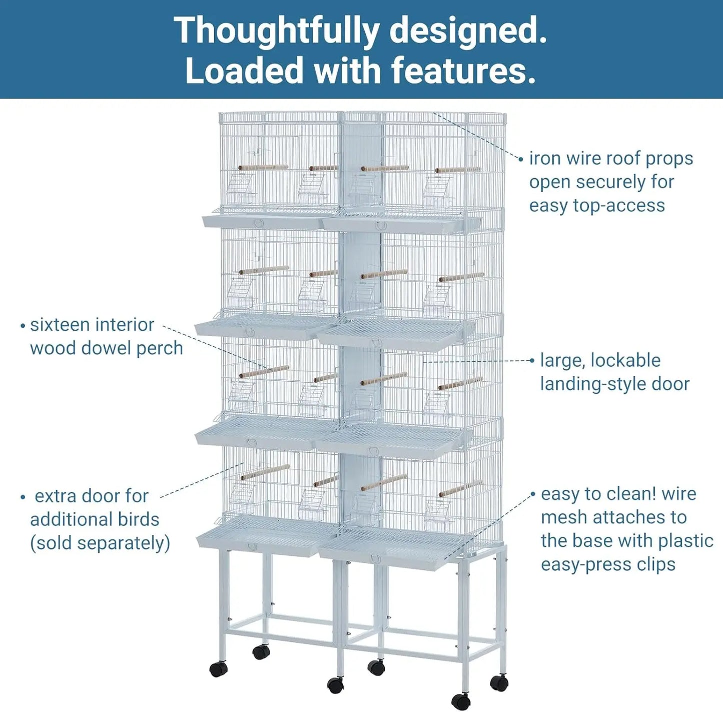 HiMISSCN Parrot Playstand with Wheels Bird Cage Stand and Perches