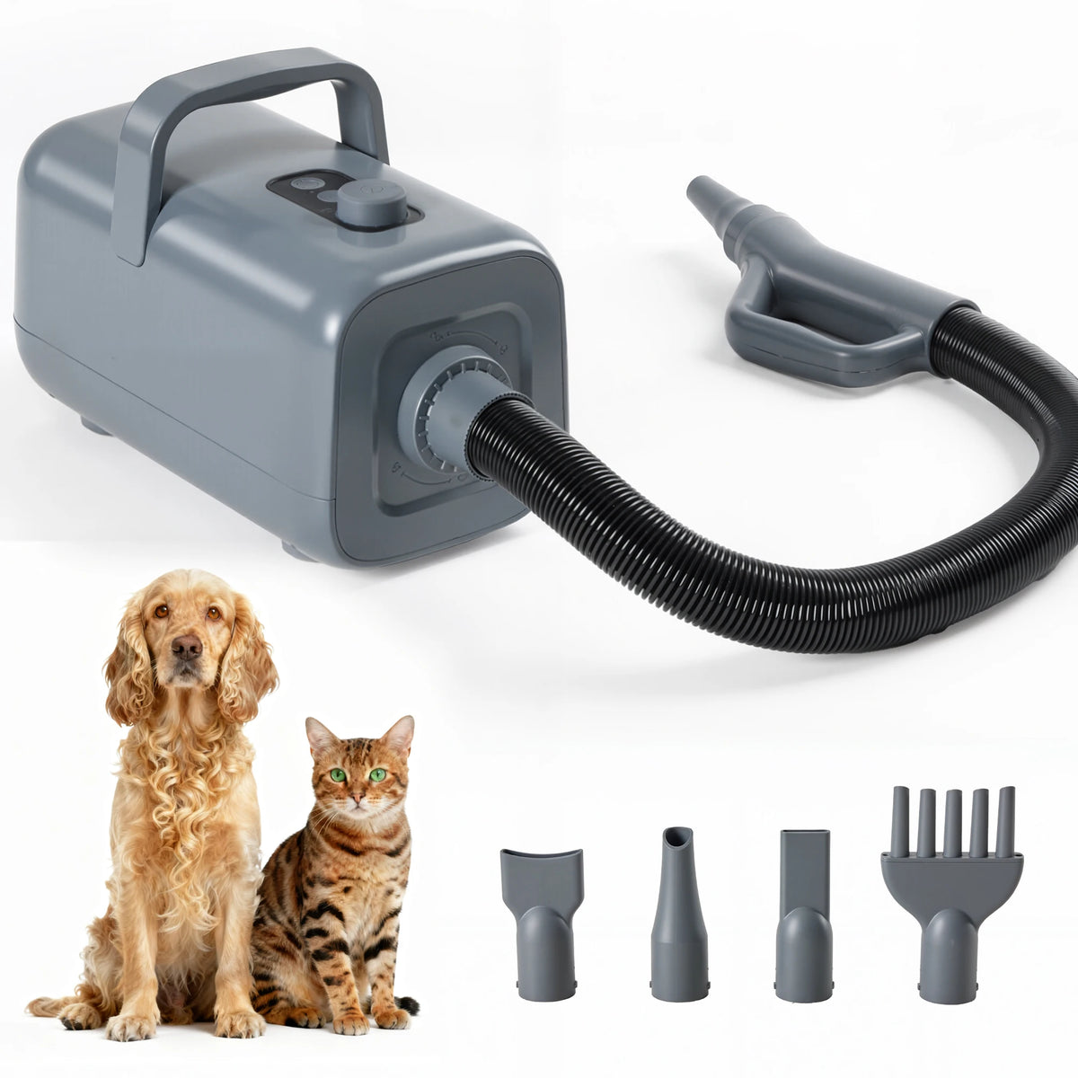 Quiet Dog Grooming Vacuum Dryer Kit With 4 Nozzles