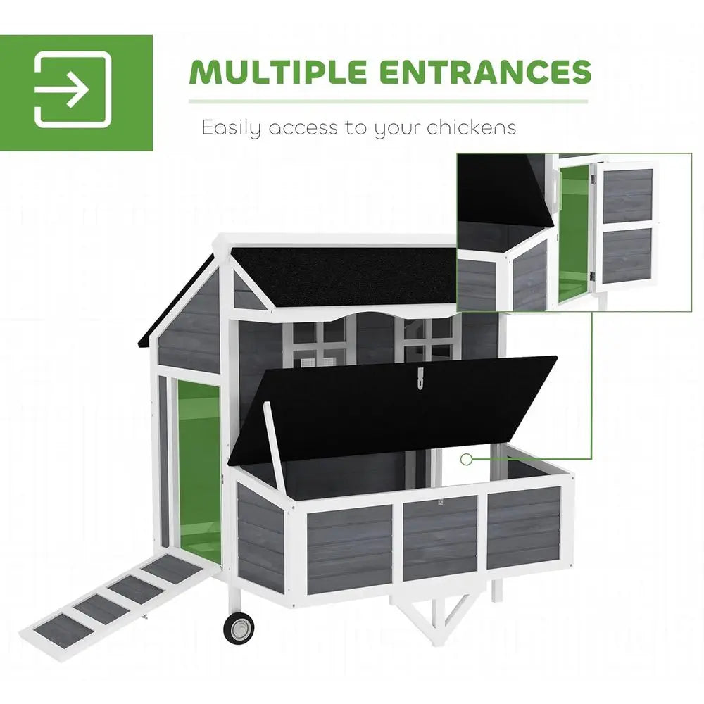 Portable Chicken Coop For 2 To 4 Hens With Nesting Box, Windows, And Perches