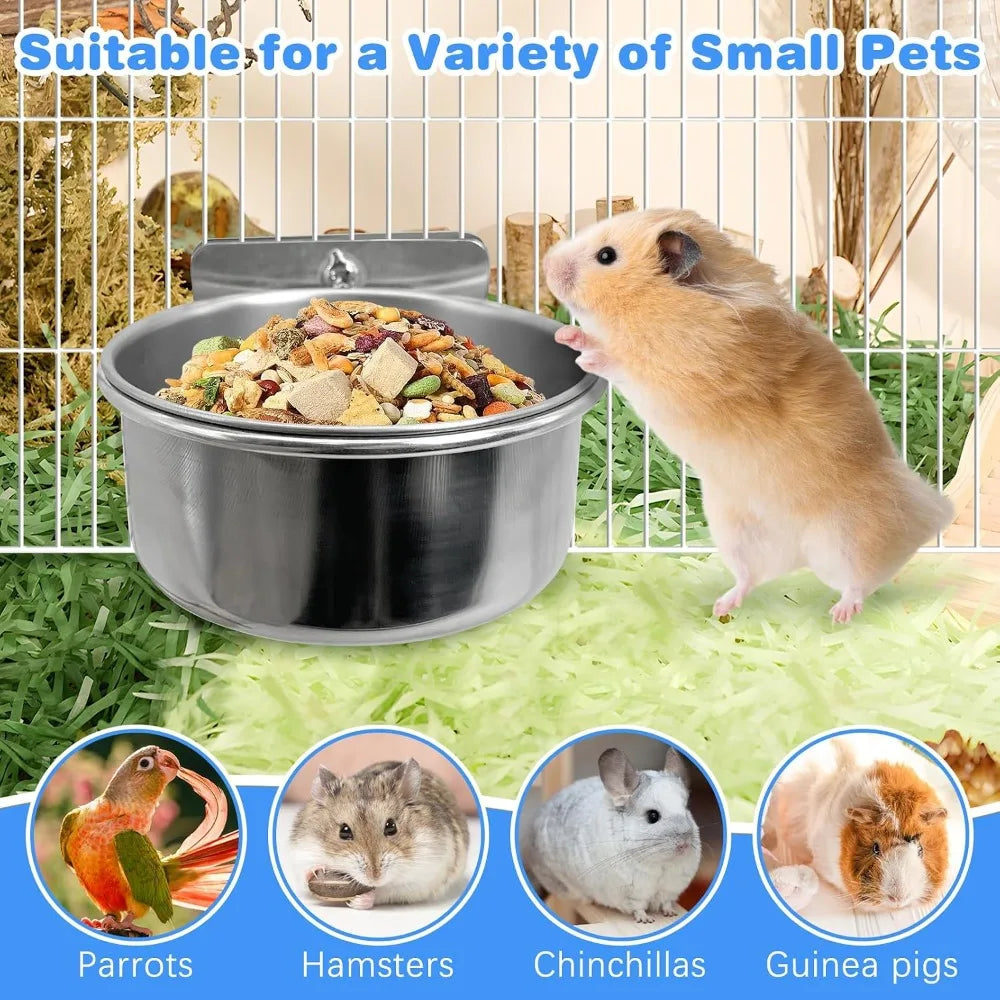 Bird Cage Feeder Cups 2 Pack Parrot Water Bowl Clamp