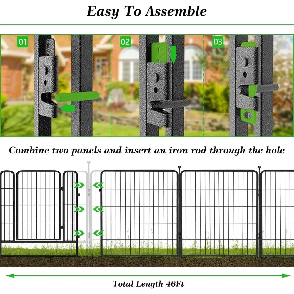 Rustproof Metal Garden Fence With Gate For Yard