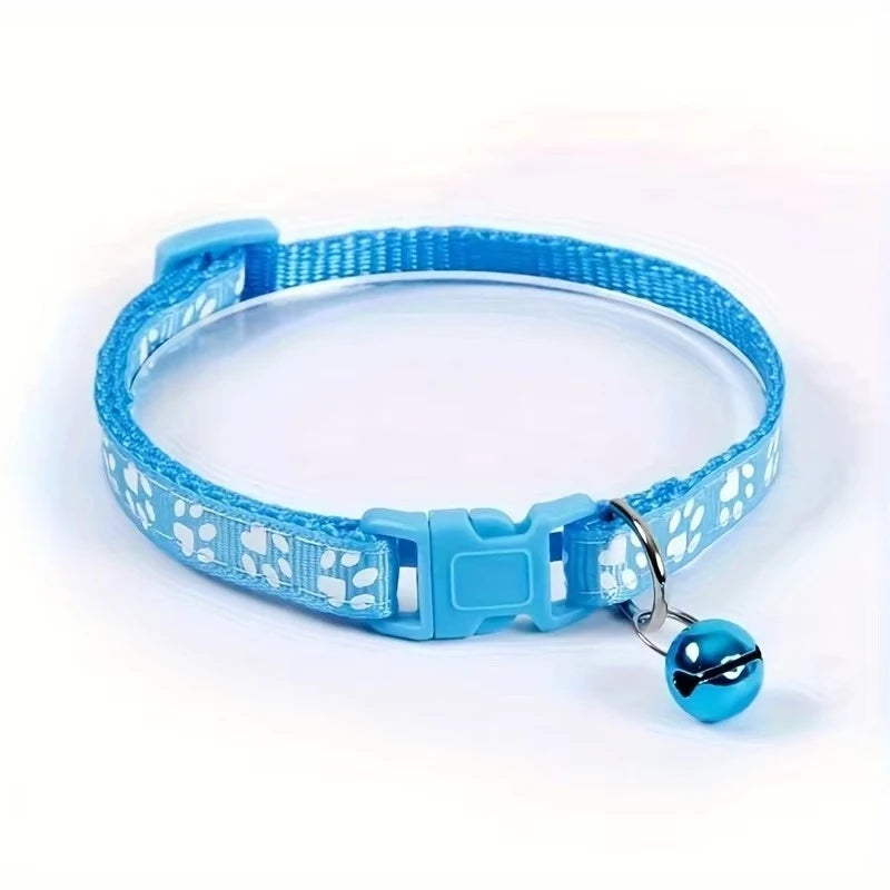 Adjustable Patterned Cat Collar With Safety Bell For Pets