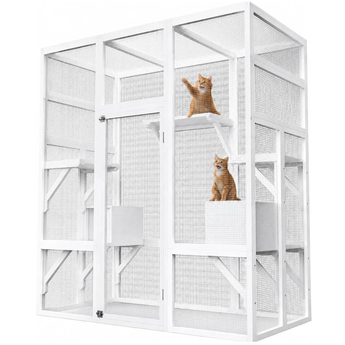 Himiss Wooden Outdoor Catio With Five Platforms For Cats