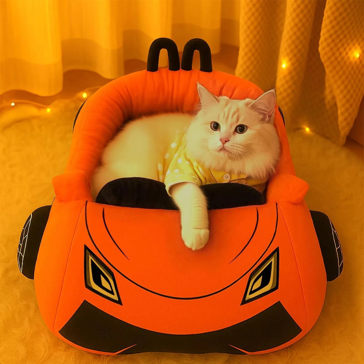 CWV Supercar Cat Bed Soft Coral Fleece Washable With Pillow