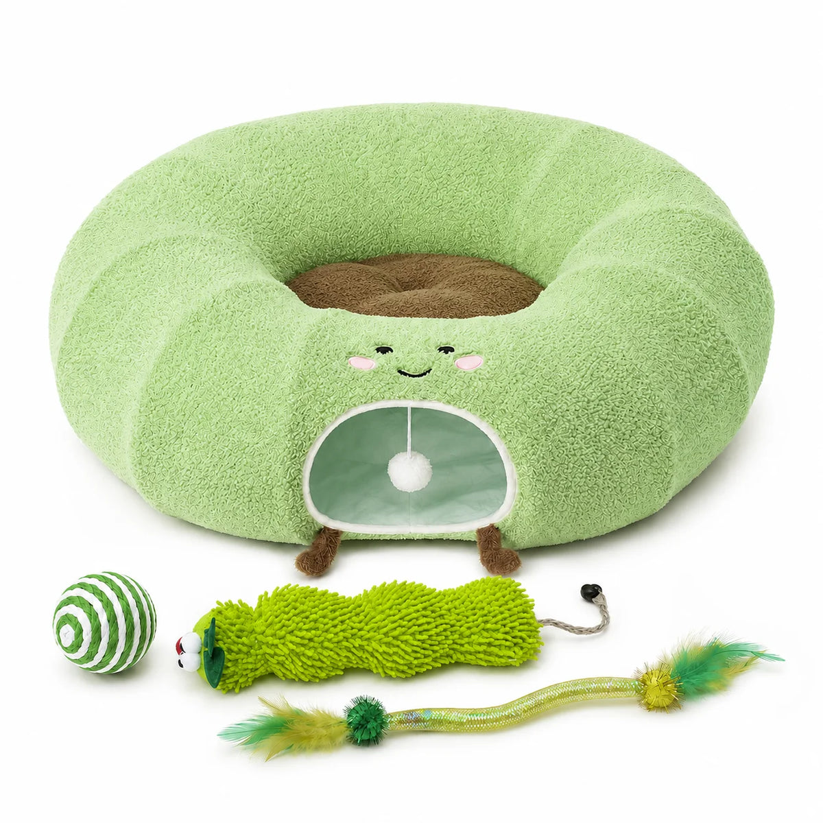 Convertible Cat Tunnel Bed With Plush Cushion And Play Tunnel
