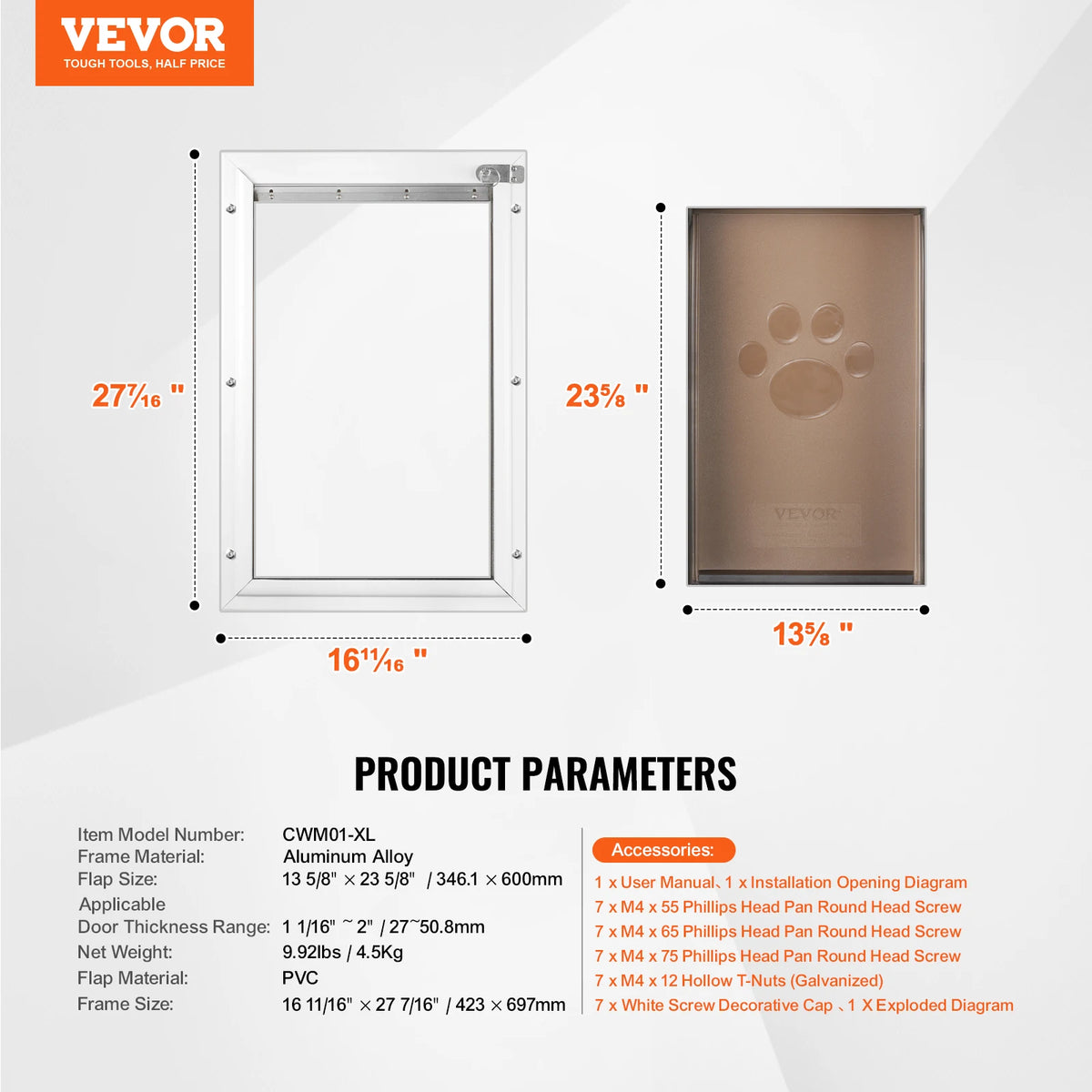 SucceBuy Aluminum Pet Door With Lock And Flap System