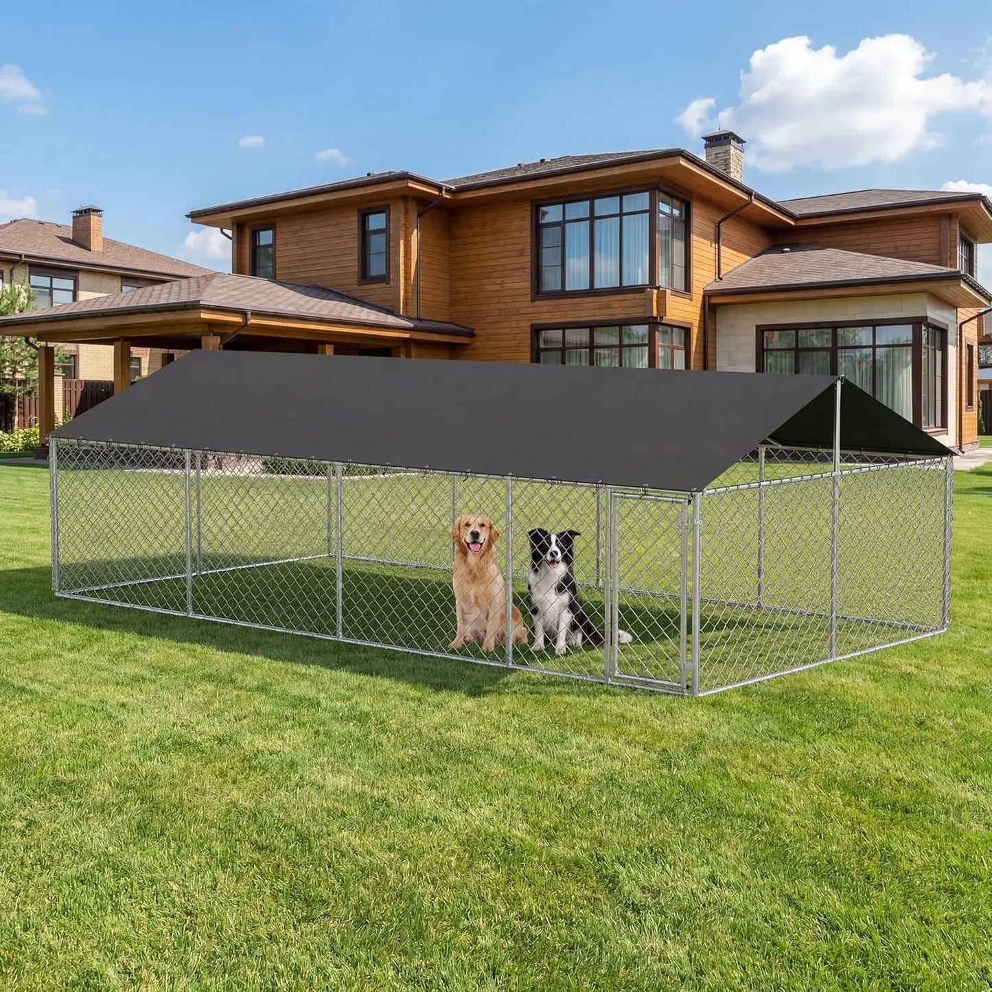 Heavy Duty Outdoor Dog Cage Kennel Mesh Steel Lock
