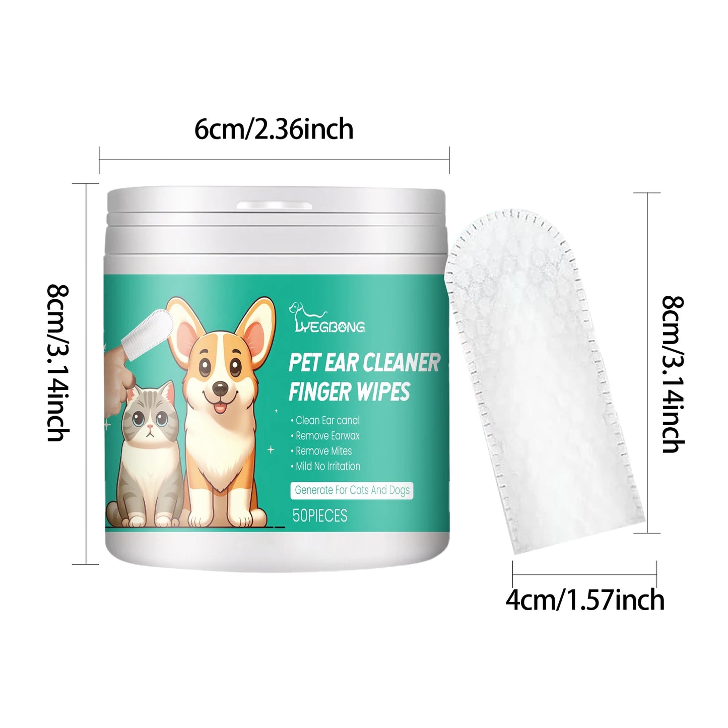 YEGBONG Pet Ear Cleaning Finger Wipes for Dogs and Cats