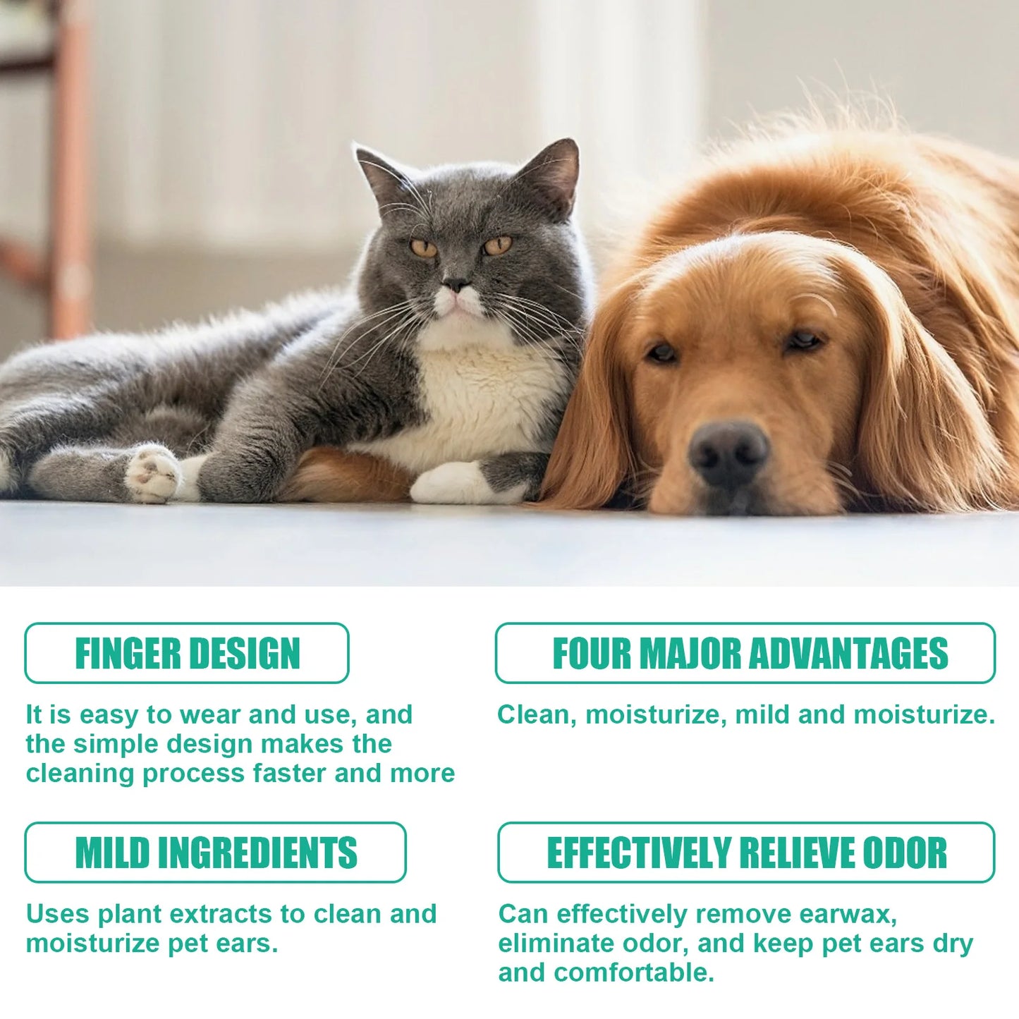 YEGBONG Pet Ear Cleaning Finger Wipes for Dogs and Cats