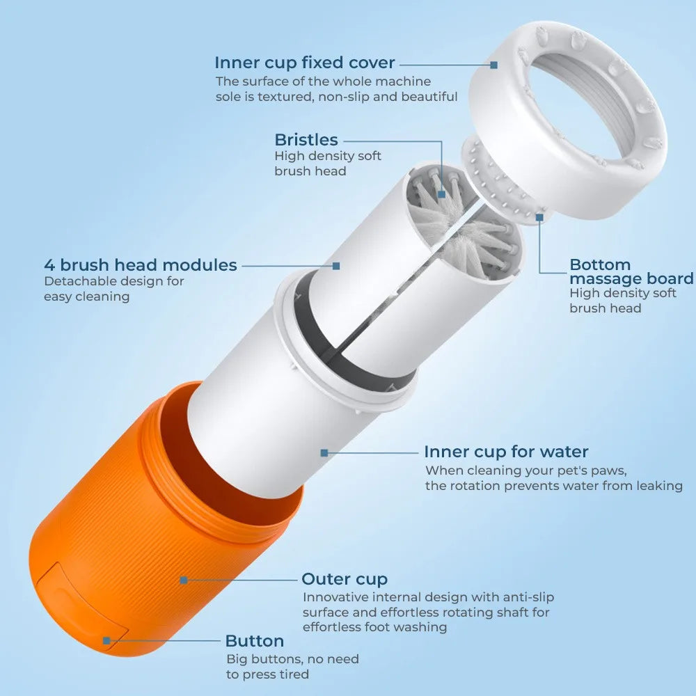 Portable Pet Paw Cleaning Cup With Soft Silicone Brush