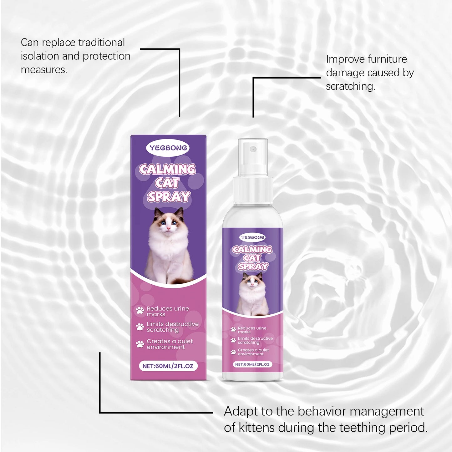 YEGBONG Cat Calming Spray Gentle Formula For Stress Relief