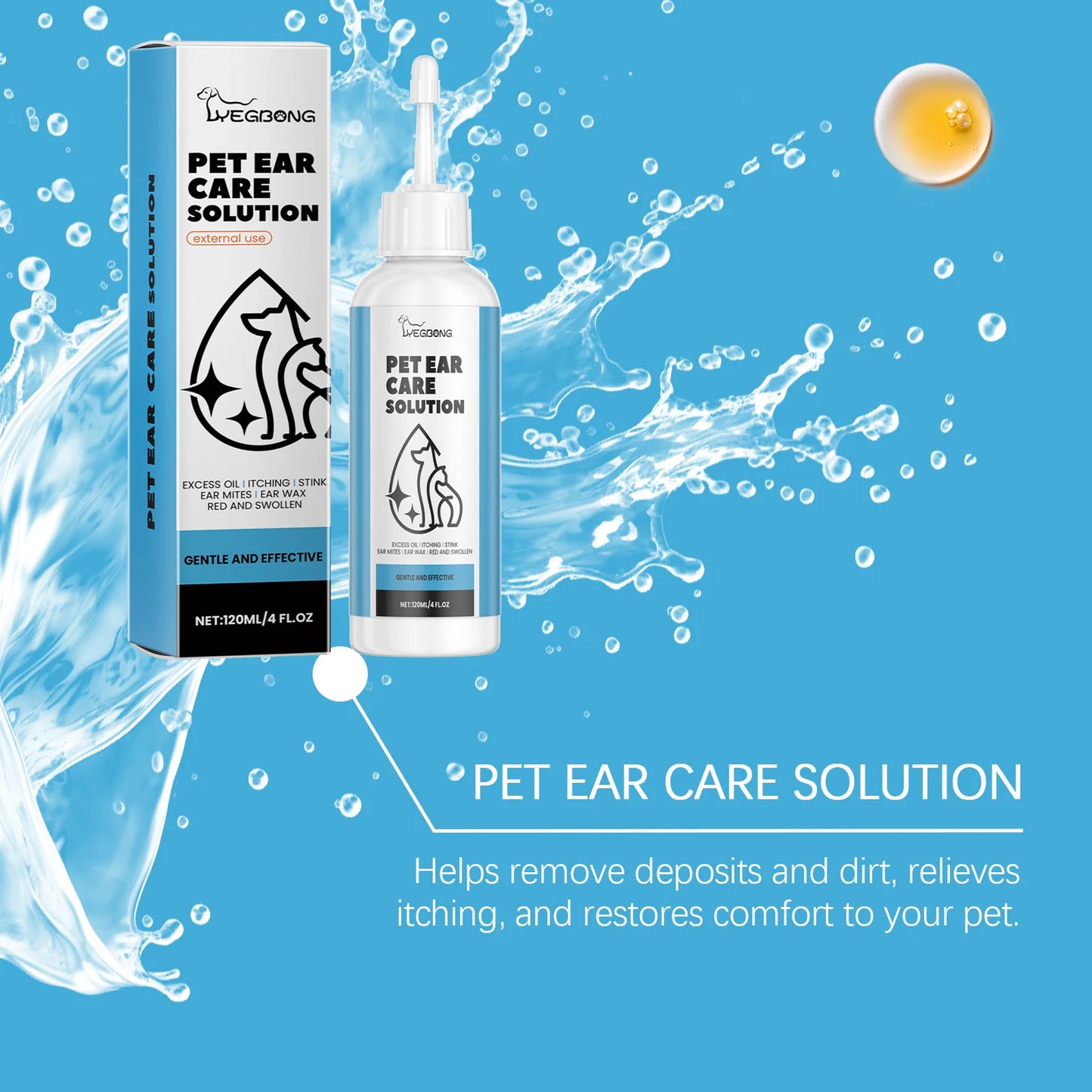 YEGBONG Pet Ear Care Solution Gentle Cleaning And Earwax Removal