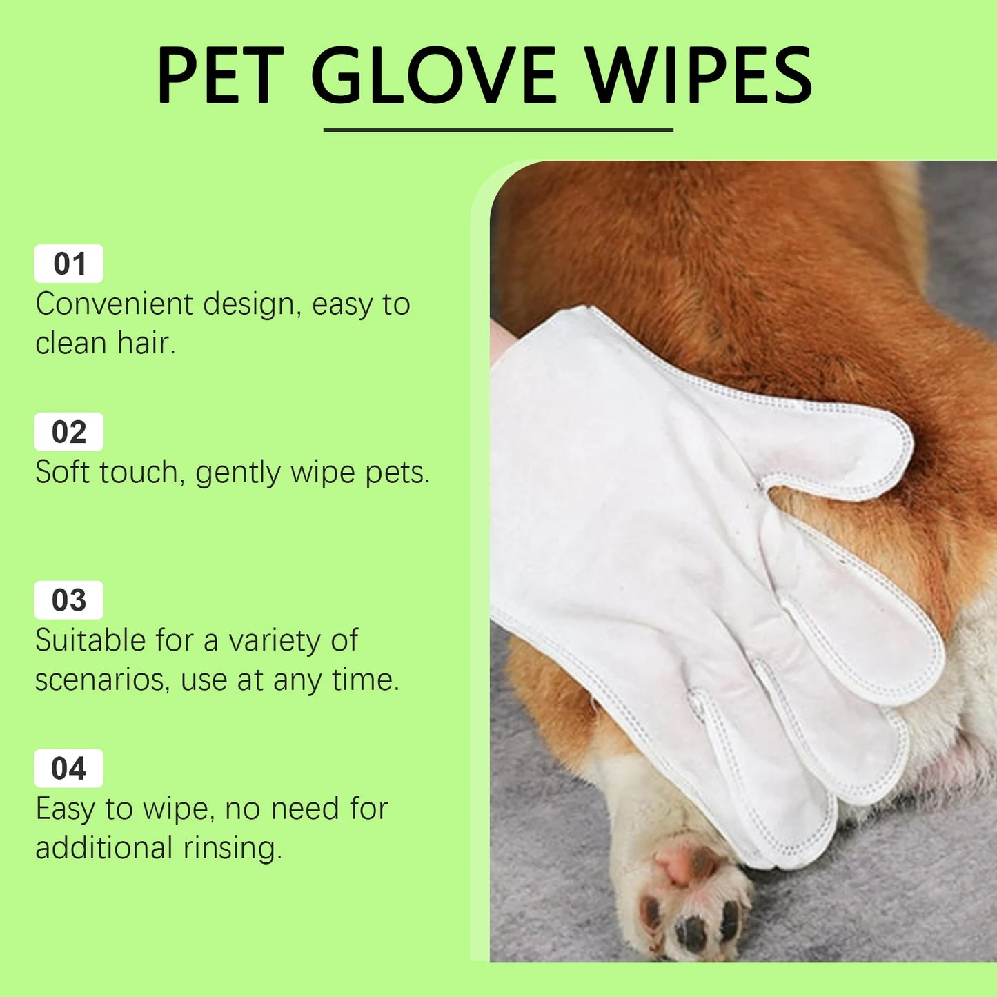 YEGBONG Pet No Rinse Cleaning Gloves For Hair Odor Control