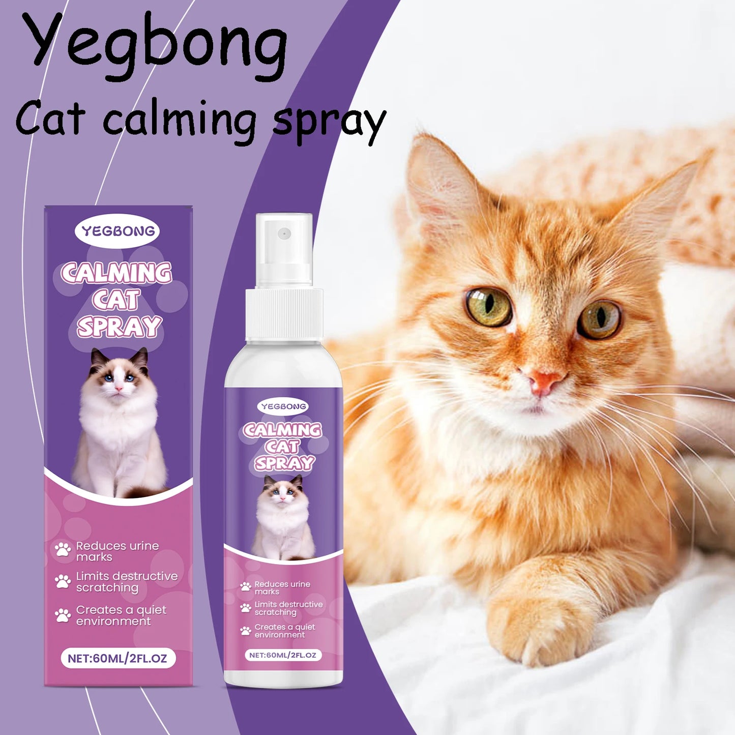 YEGBONG Cat Calming Spray Gentle Formula For Stress Relief