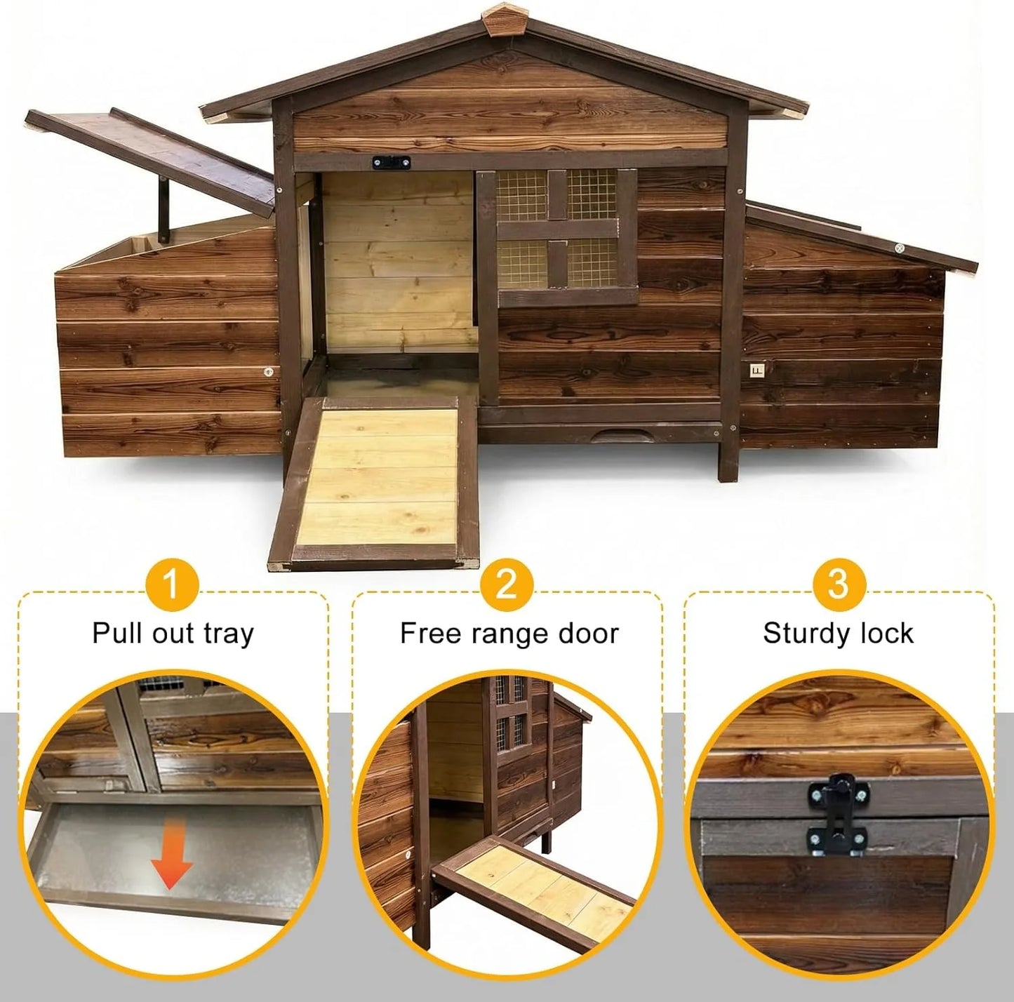 Chicken Coop With Nesting Boxes Outdoor Hen House Enclosure