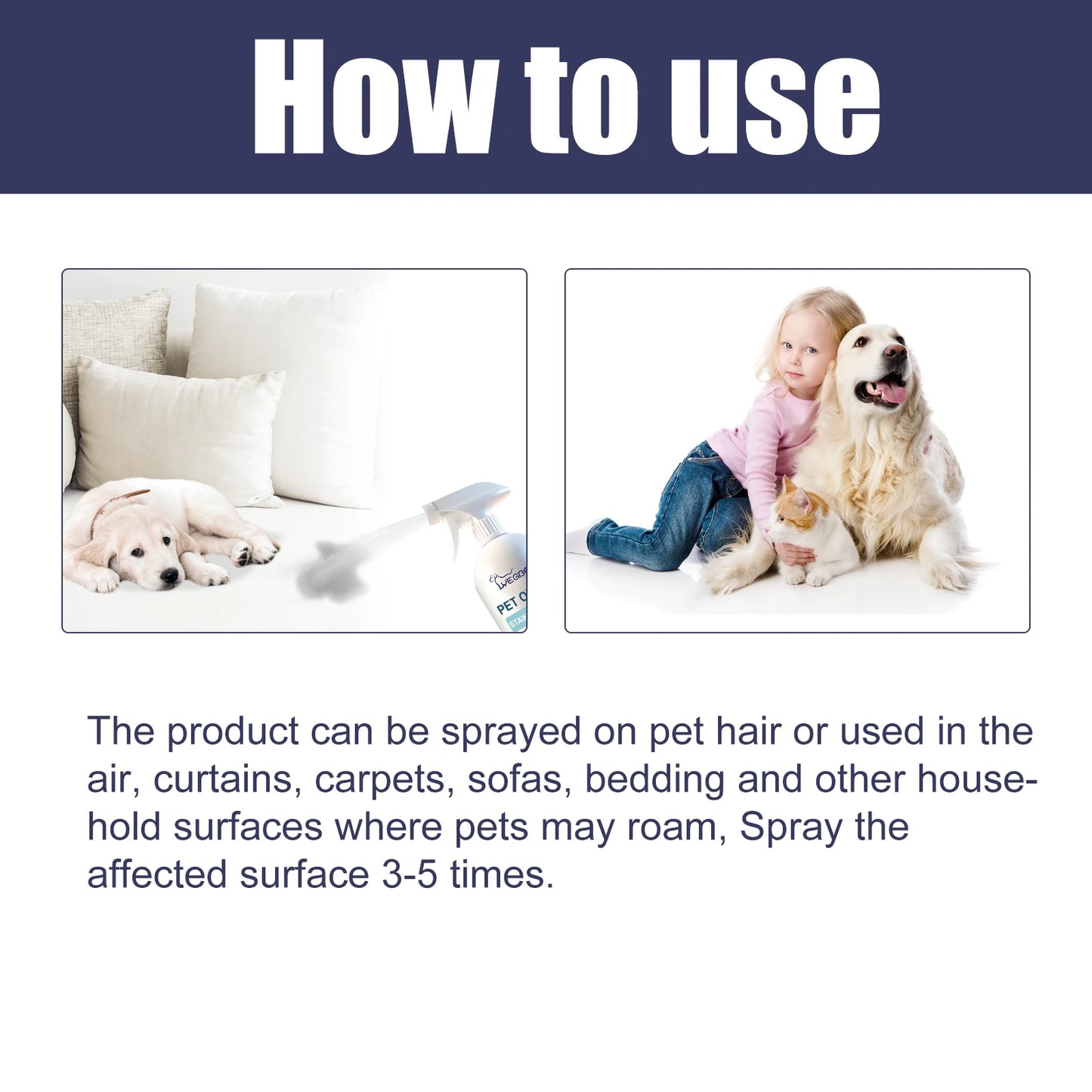 YEGBONG Pet Deodorant Spray Natural Odor Remover Mist