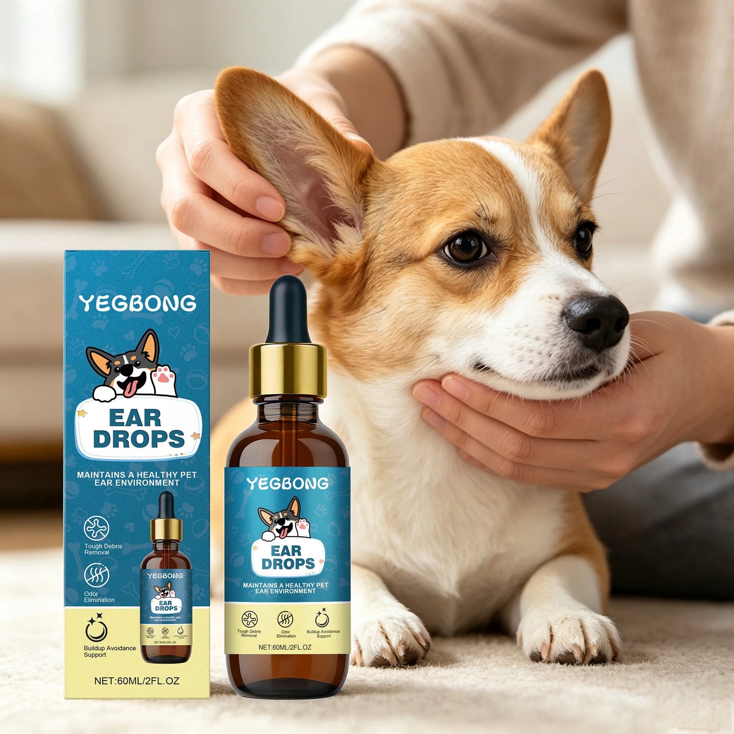 YEGBONG Pet Ear Care Drops Natural Formula Gentle Cleaning For Dogs And Cats